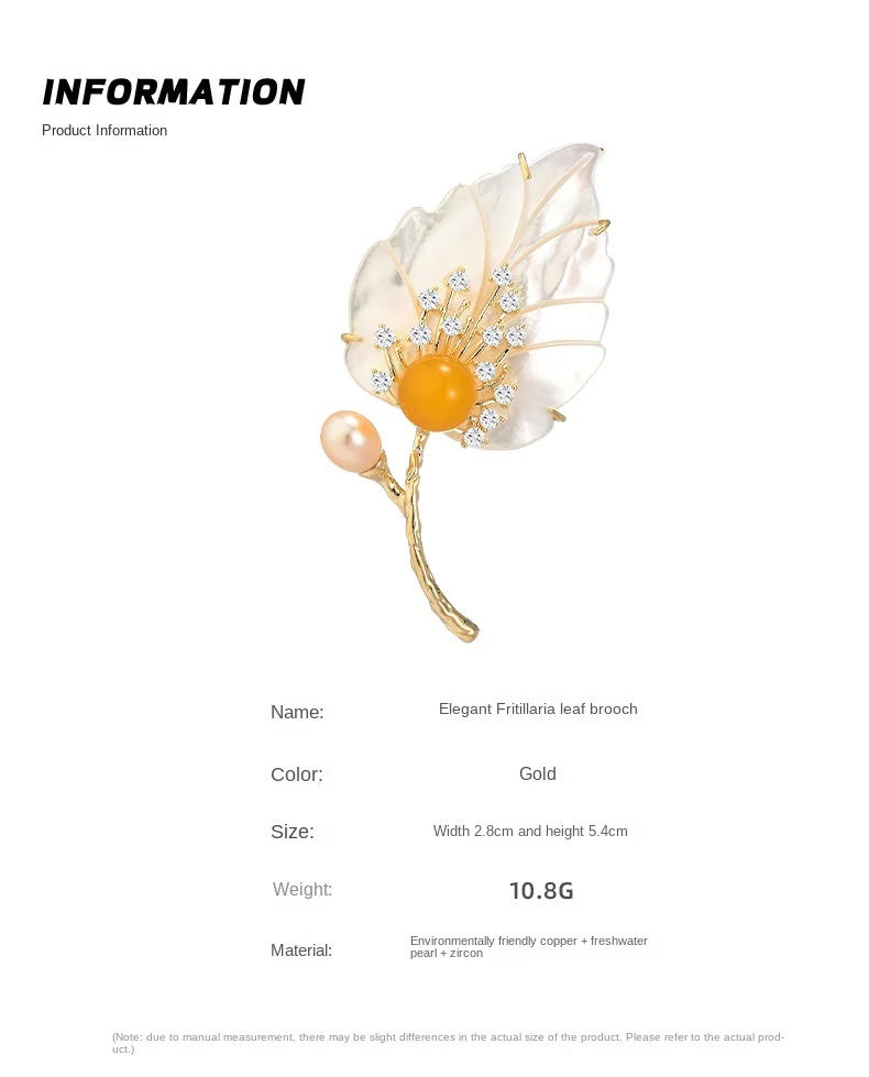 Fritillary Leaf Elegant Brooch Female Fresh Design Sense New High-grade Natural Freshwater Pearl Hundred Collocation Decoration