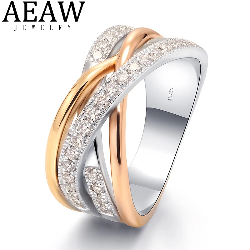 

Small Pieces CVD HPHT Lab Grown Diamond Three Color Gold 18K Original With Party Rings for Couples Jewelry Gift