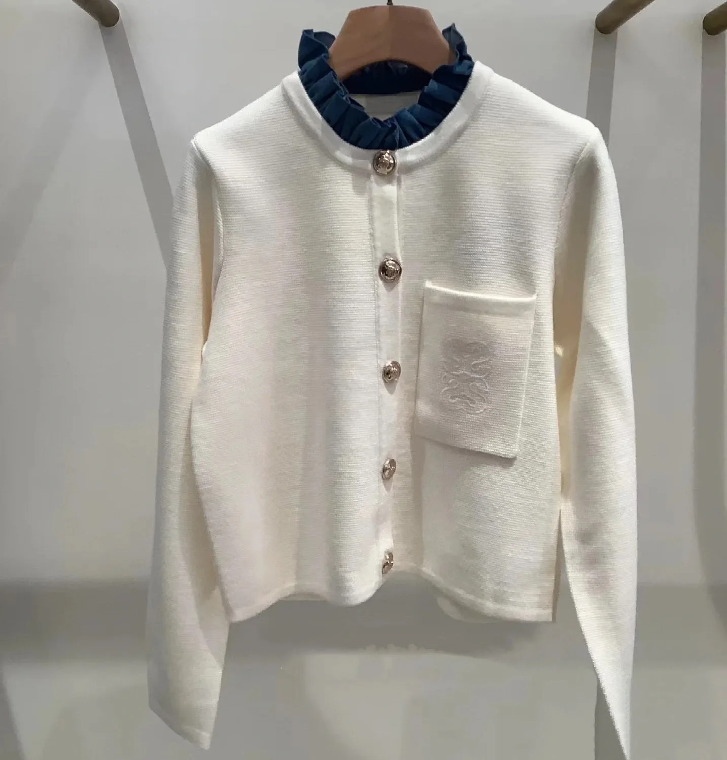 High-End Version European Sle Women's ort Knitted Cardigan Earlet Collar Unbuttoned Open-irt Detachable Faion Outerwear