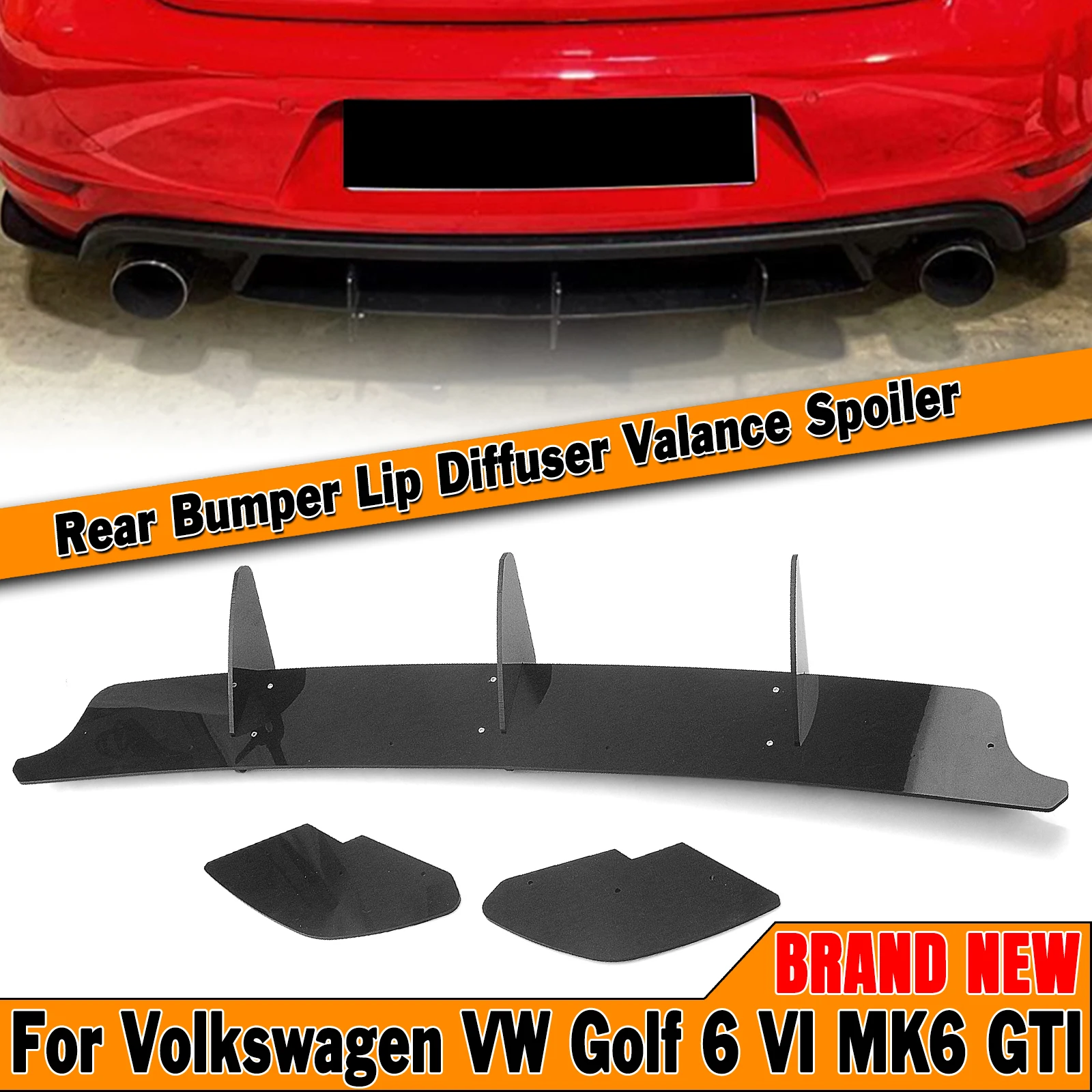 Auto Paraurti Posteriore Diffusore Labbro Staffa Splitter Spoiler Guard Scarico Trim Per Volkswagen Vw Golf 6 Vi Mk6 Gti 2010-2014