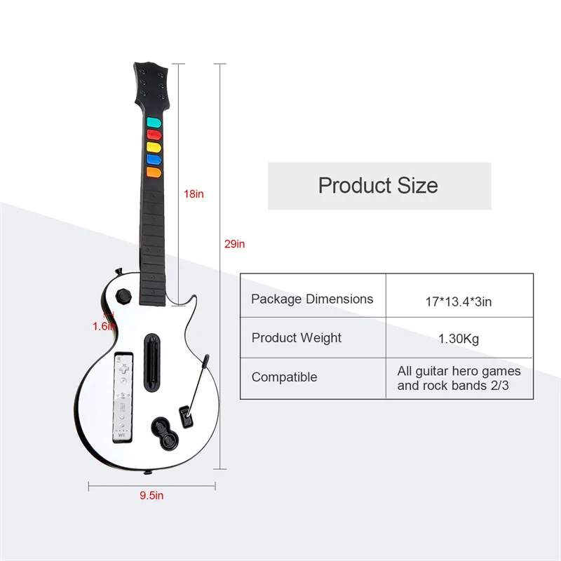 Doyo-controlador de Guitarra sem Fio para Wii Hero e Rock Band Jogos Console Joystick Remoto Excluindo Rock Band 1 - Image 4
