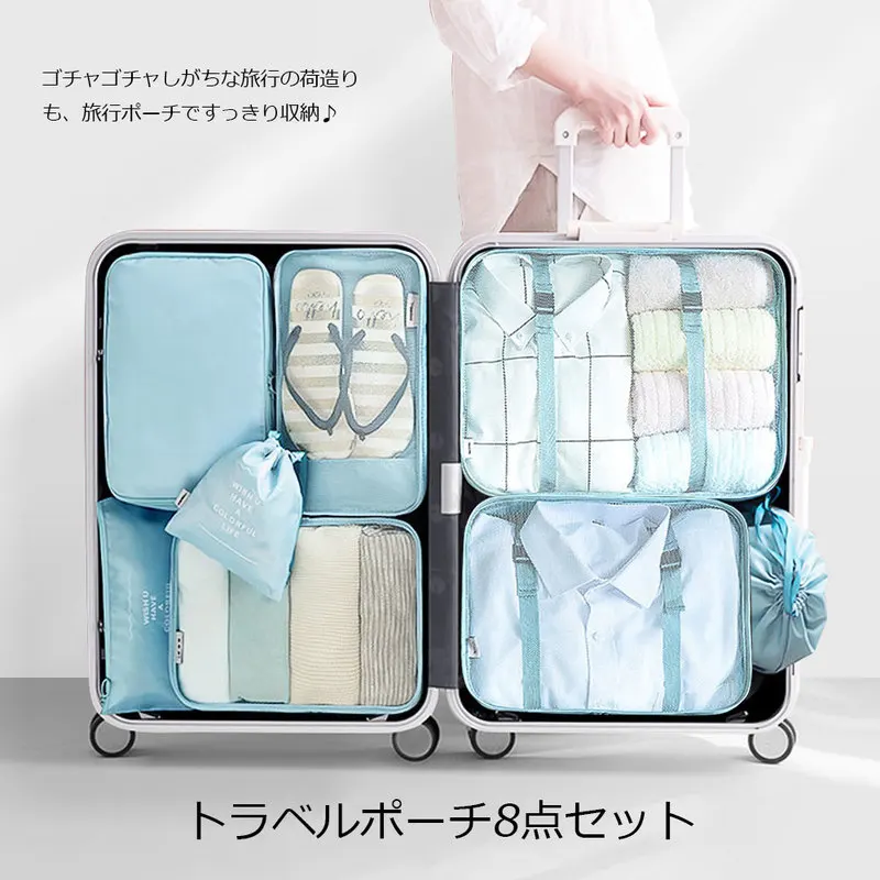 8pcs Travel Home Clothes Quilt Blanket Storage Bag Set Shoes Partition Tidy Organizer Wardrobe Suitcase Pouch Packing Cube Bags 2