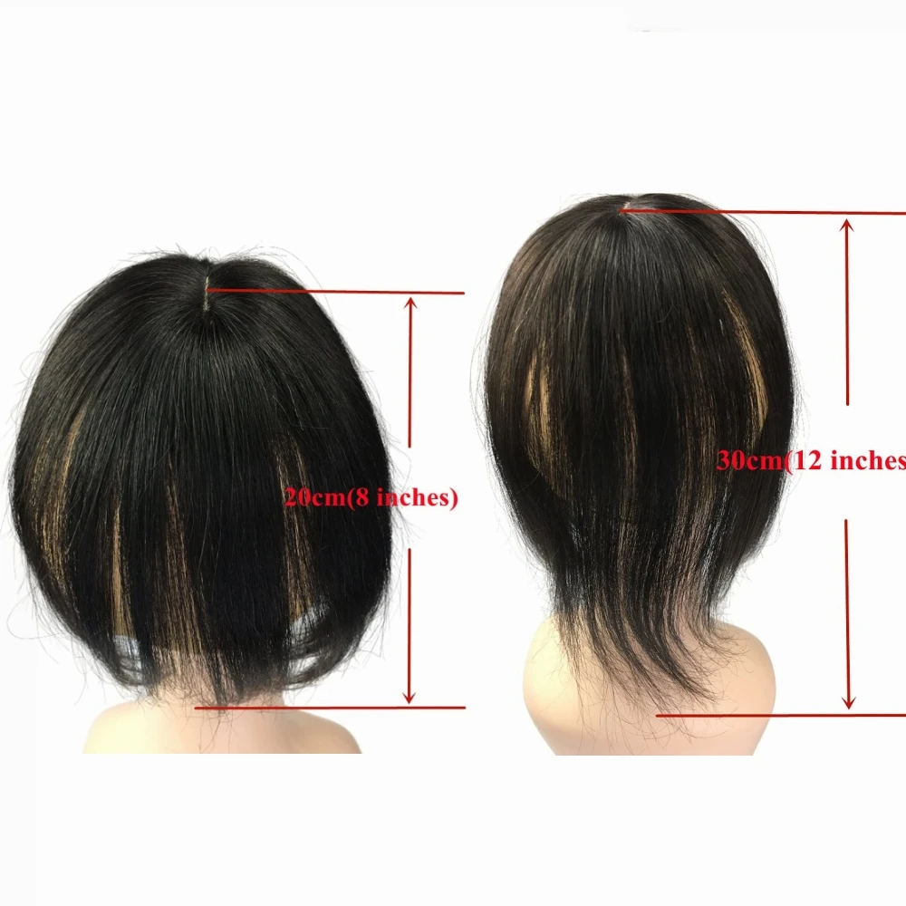 Human Hair Toppers Invisible Human Hair Toppers For Women Clip In Toppers With 3D Air Bangs Middle Part PU Scalp Wiglets Hairpieces For Hair Volume