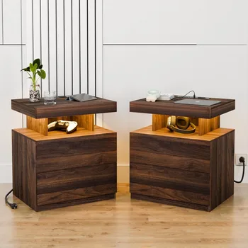 Rustic LED Charging Nightstands 1