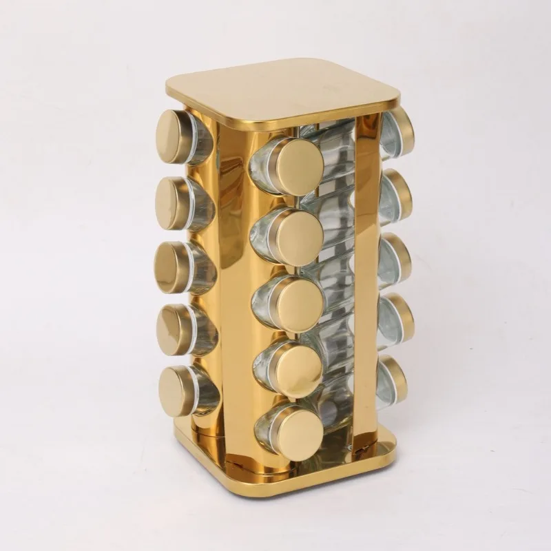 Square round stainless steel rotating seasoning rack kitchen seasoning ...