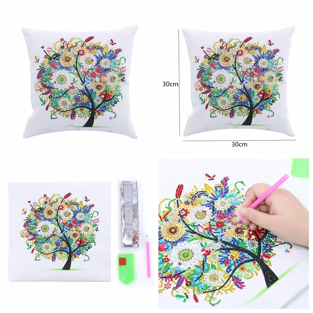 DIY Diamond Painting Pillow Case Crystal Rhinestones Replacement Cushion Case Flowers Diamond Art Pillows Covers 1pc/Set