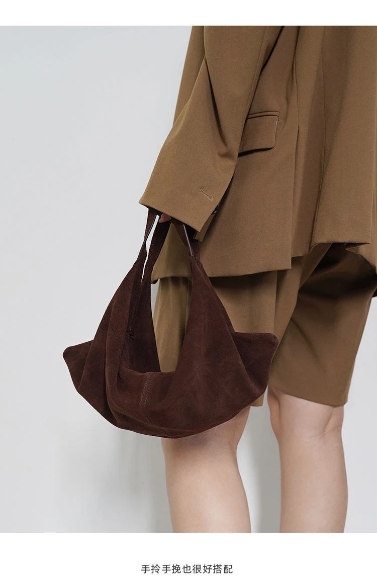 Women Suede Shoulder Bag Crossbody Bag Adjustable Strap Hobo Purse With Inner Pocket Satchel Purse Clutch Purse Zipper Handbag