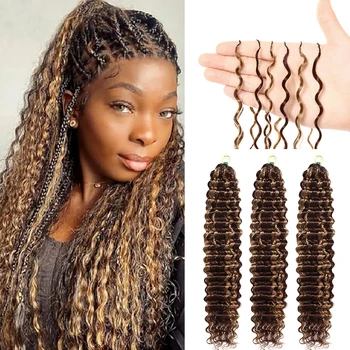 Capelli Umani Ricci Ombre Highlight Deep Wave Feather Crochet Senza Nodi 4/27