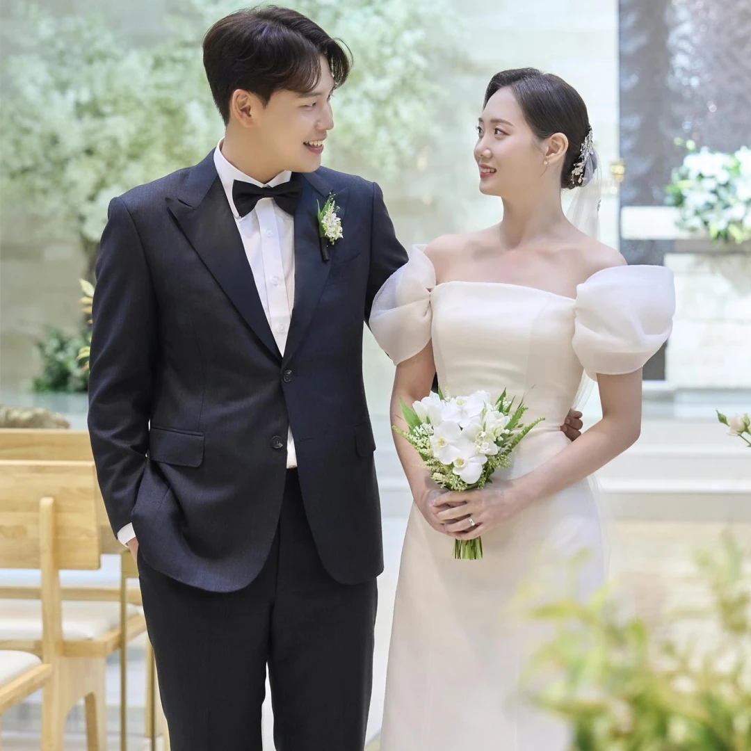 

2023 Элегантные корейские платья невесты с квадратным вырезом 웨스 스 свадебное платье из органзы с пышными рукавами вечернее платье Русалка свадебное платье цвета слоновой кости