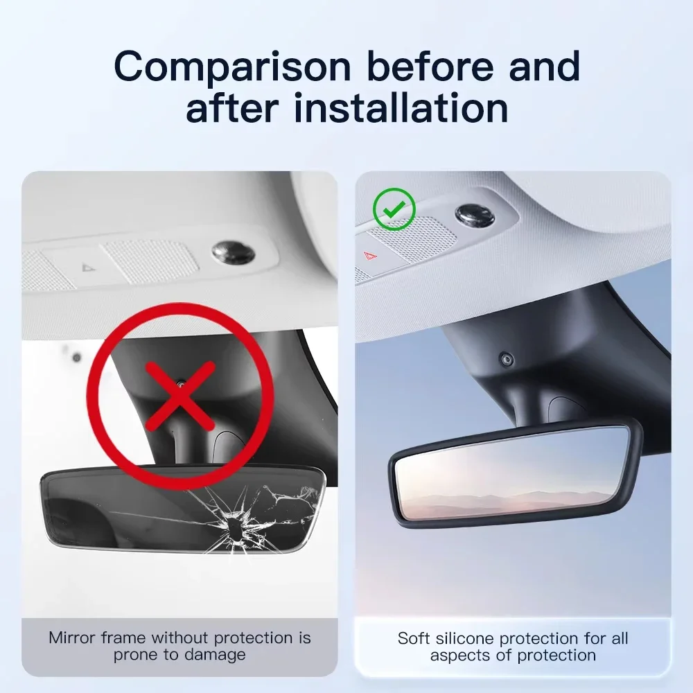 For Tesla Model Y Rear View Mirror Protector Frame Silicone Rearview Mirror Cover Sleeve Tesla Non-Slip Decoration Accessory