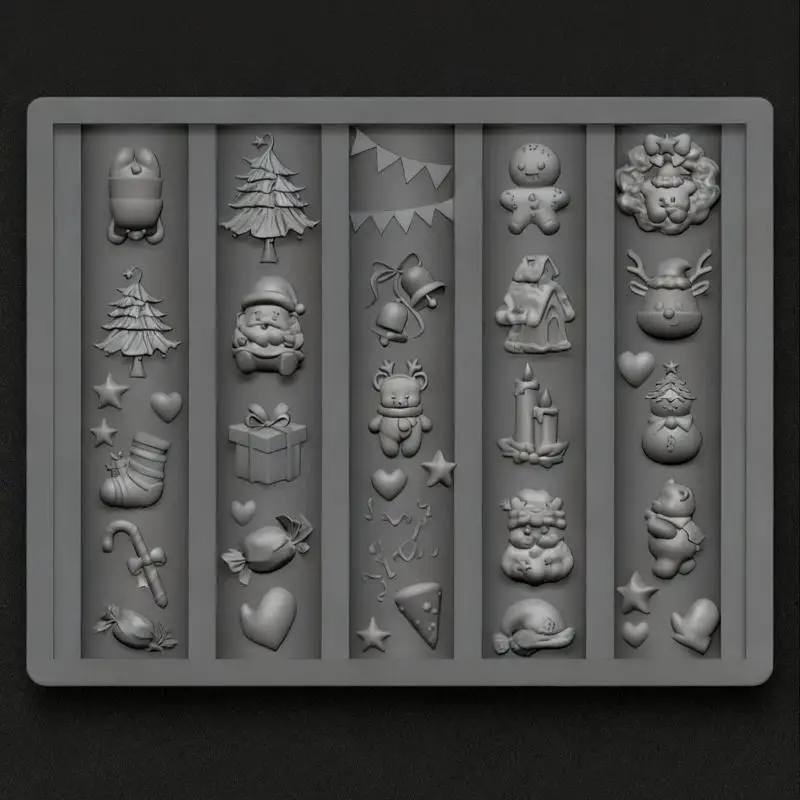 3D 크리스마스 실리콘 네일 몰드 산타클로스 진저브레드 눈사람 네일 디자인 네일 장식 DIY 매니큐어 템플릿 도구