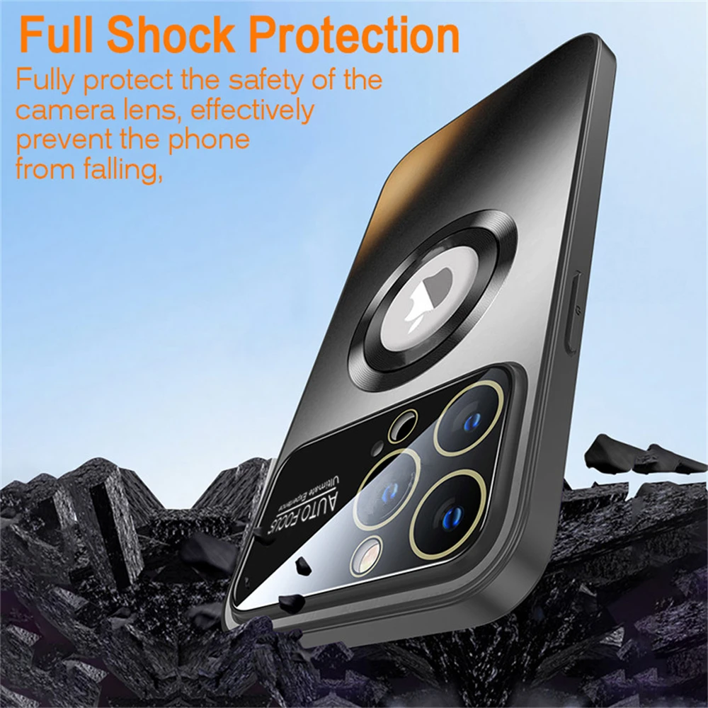 Luxury Matte Magnetic Wireless Charging Case with Glass Lens Camera Protection Cover