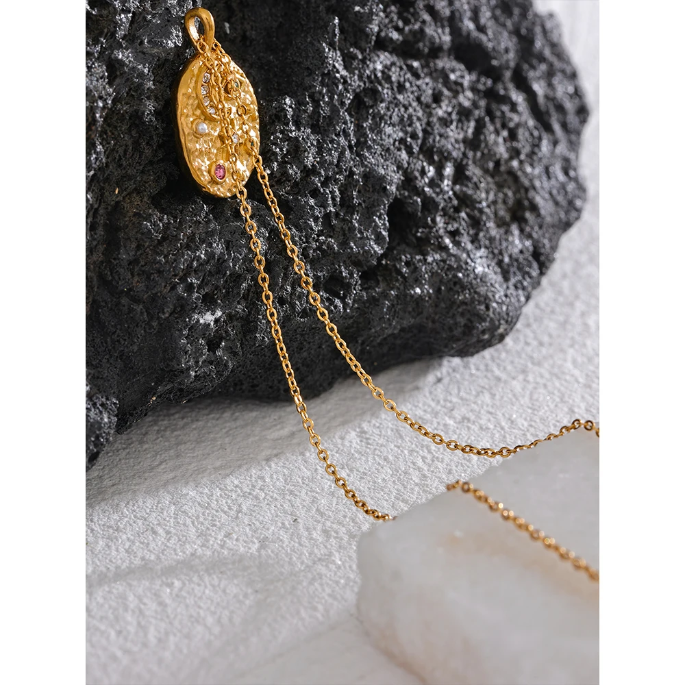 Yhpup Necklace Stainless Steel Gold Color Mysterious Women Jewelry