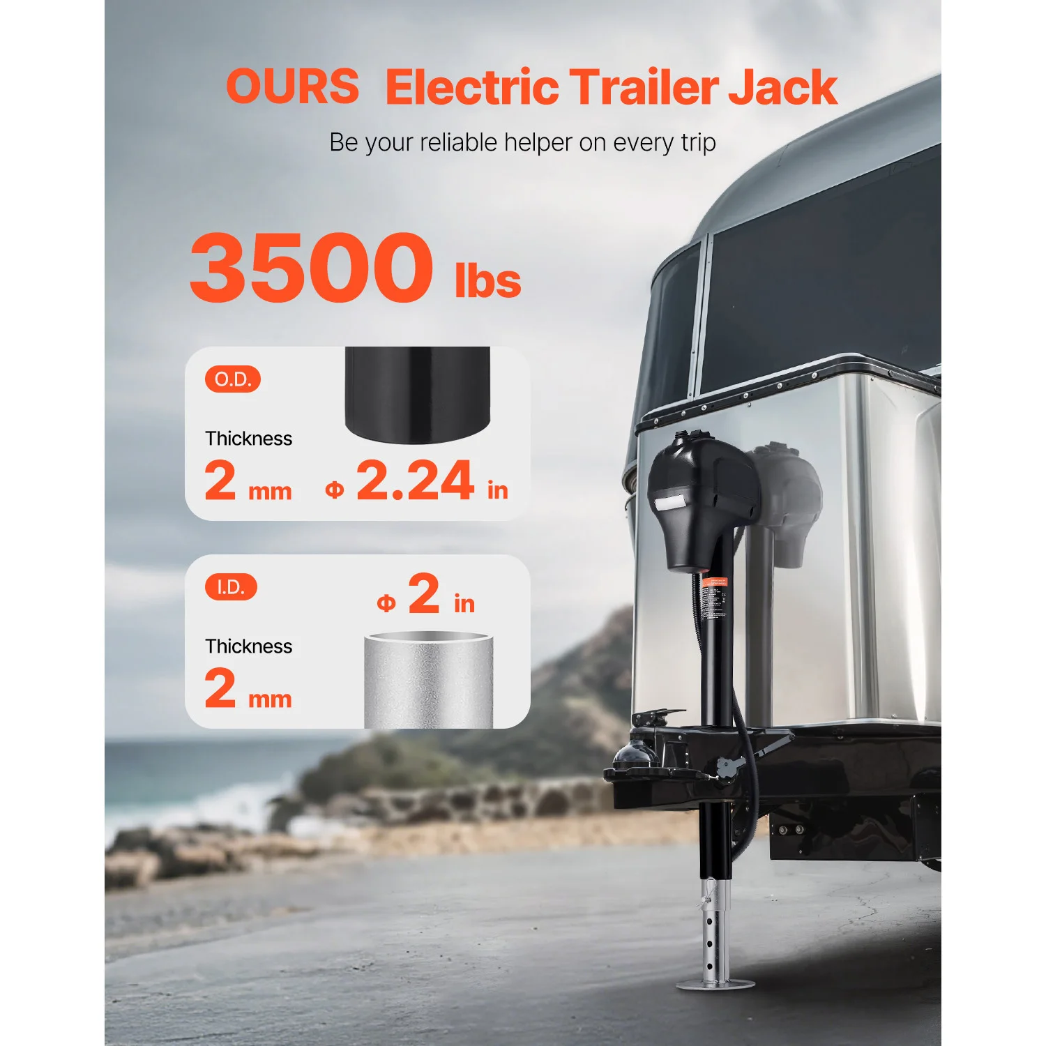 SucceBuy 3500/5000Lbs Electric Trailer Jack RV 12V Tongue Jack with 7-pin Connector & Crank Handle 10"-28.3" Lift for Campers