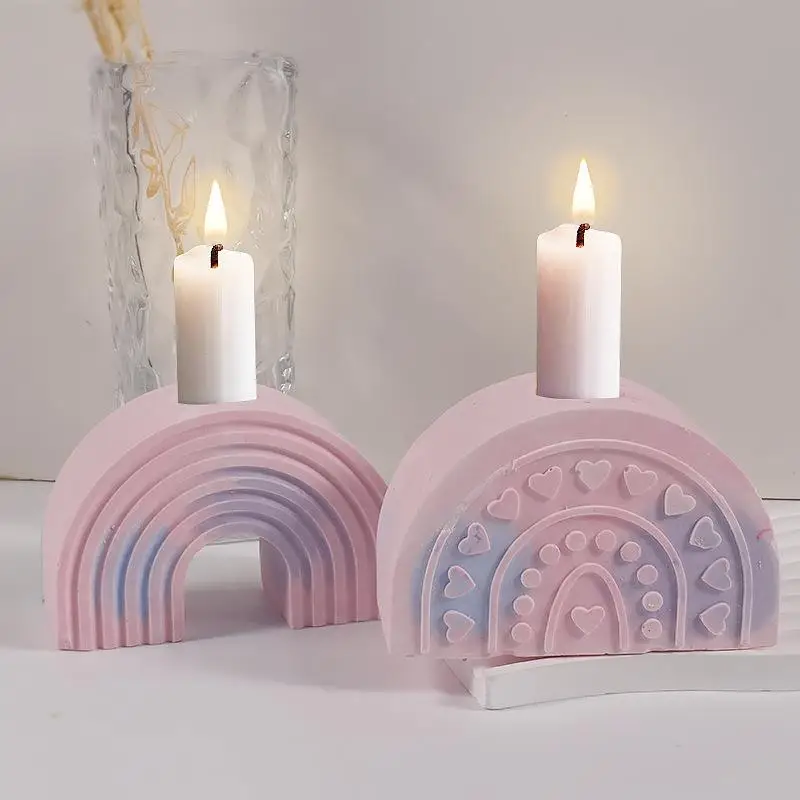 Candle Holder Silicone Molds Rainbow Arch Shaped Candlestick DIY
