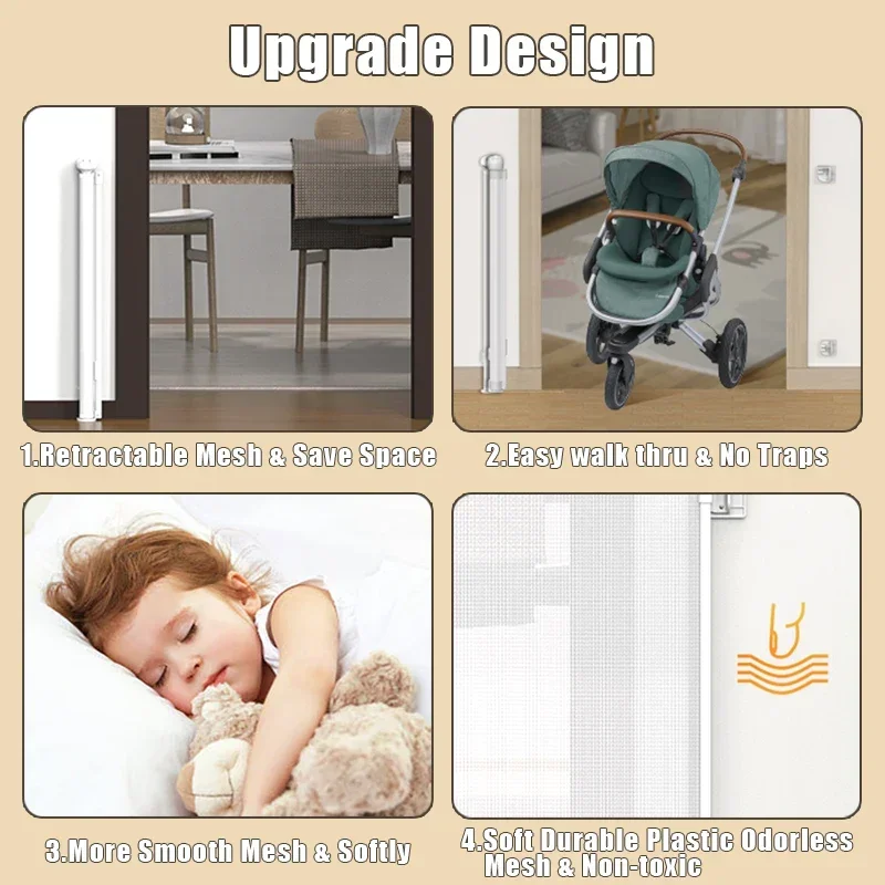 Retractable Safety Gate Baby Protection Guard for Home Stairway Indoor and Outdoor Usage