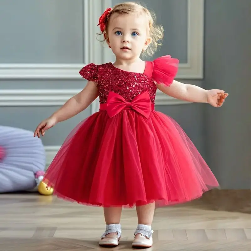 Girls Princess Sequins Dress for 1st Birthday Baptism Wedding Christmas Party girls dress baby girl dress