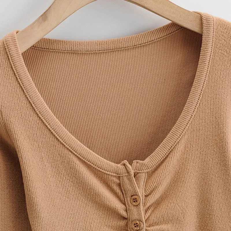 Sexy Women's V-Neck Tank Tops T-Shirt Short Sleeve Solid Color Button Crop Top Clubwear Top Summer Slim Short T-Shirt For Womens