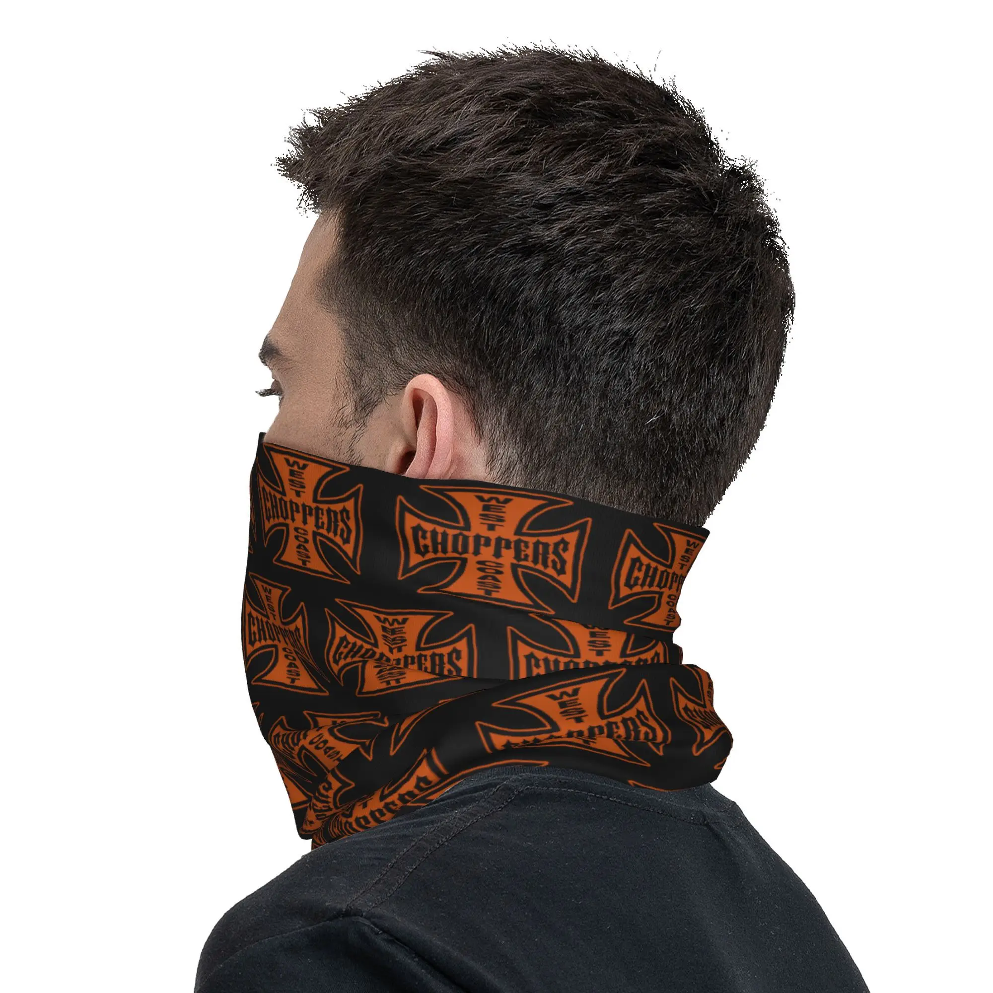 West Coast Iron Cross C-Chopperes Bandana Neck Gaiter Windproof Face Scarf Cover Women Men Headband Tube Balaclava