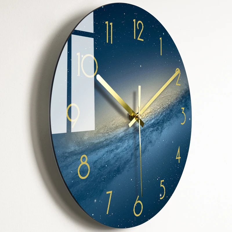 Glass Wall Clock Silent Watch Wall Clocks Color:BL25;Sheet Size:12 inch