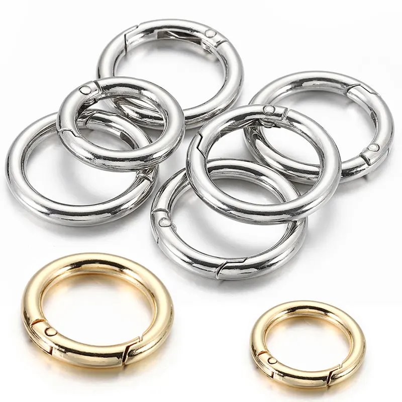 5PCS 라운드 스프링 걸쇠 키 체인 반지 KC 골드 컬러 개방형 Carabiner 후크 버클 커넥터 보석 만들기 가방 액세서리