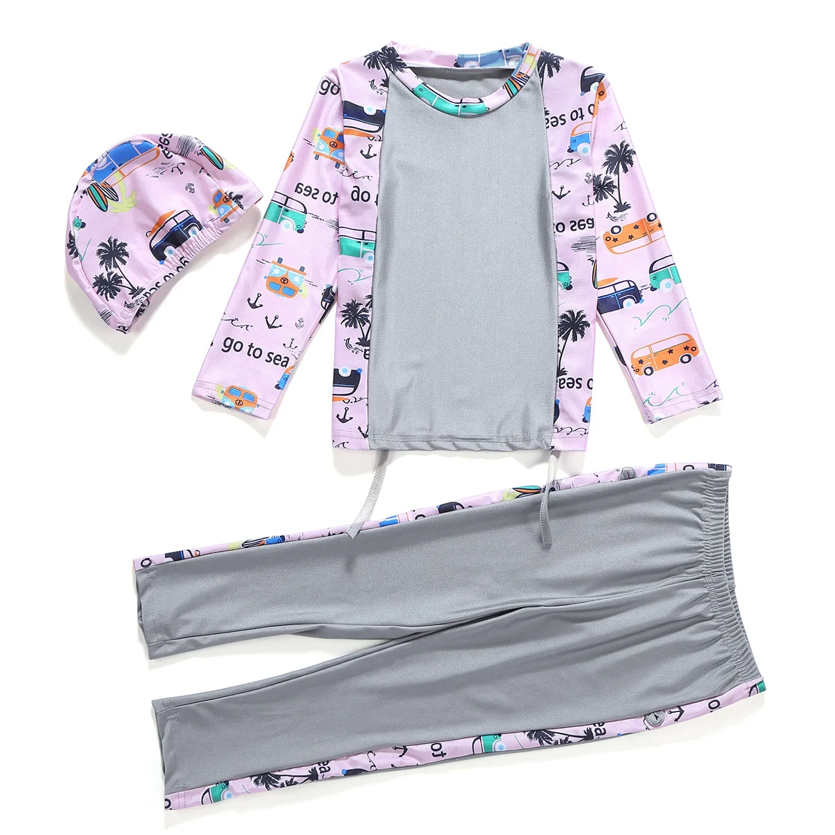 Muslim Girls Swimsuits 3Pcs Children Full Covered Diving Swimming Beach Wear(cap+blouse+leggings) Burkinis Muslimah Swimwear
