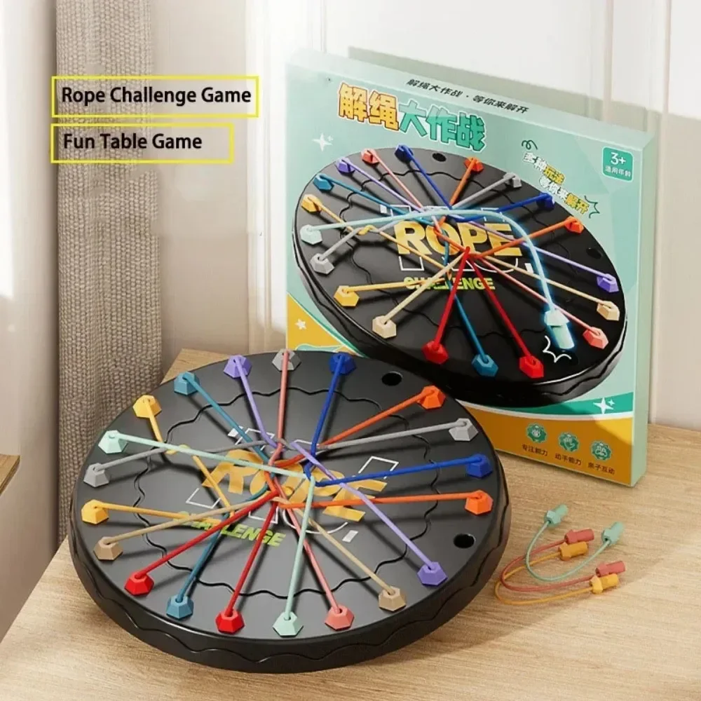 Color Sorting Board Game with 10 Ropes for Kid Family Logical Thinking Challenge Table Game Rope Knots Sensory Social Board