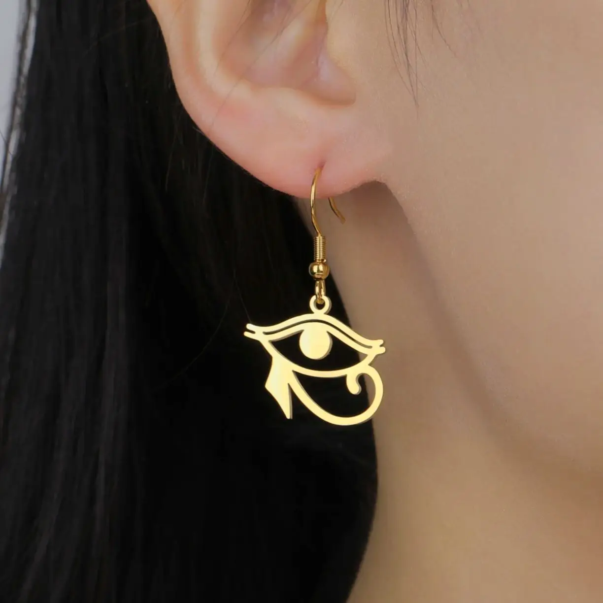 Croix Boucles D'oreilles Pour Femmes Acier Inoxydable Antique Egypte Croix Oeil D'Horus Stud Boucles D'oreilles Amulette Bijoux