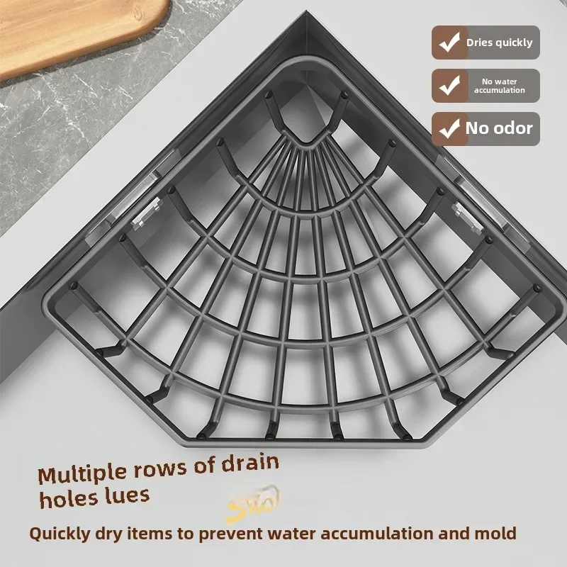 Kitchen Storage Drain Basket Sink Holder Adjustable Soap Sponge Shelf Wall Mounted Drain Basket Plastic Home Kitchen Accessories - 3