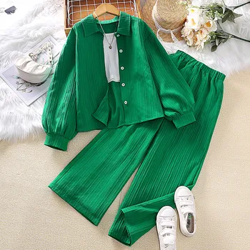 Girls' Green Long Sleeve Outfit Set 1