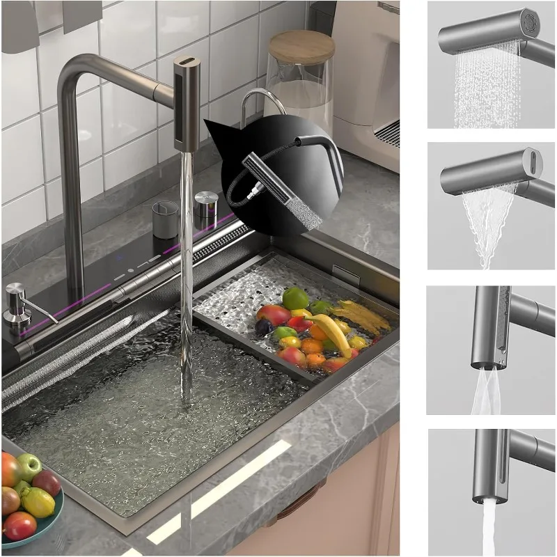 Smart Kitchen Sink 304 Stainless Steel Honeycomb Single Bowl Kitchen Sinks (29.5 x 18.1 inch) 4
