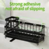 1pc Kitchen Sink Sponge Drain Rack Sponge Towel Brush Cleaner Storage Wall mouted style Countertop style Black 2