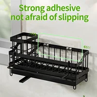 1pc Kitchen Sink Sponge Drain Rack Sponge Towel Brush Cleaner Storage Wall mouted style Countertop style Black 2
