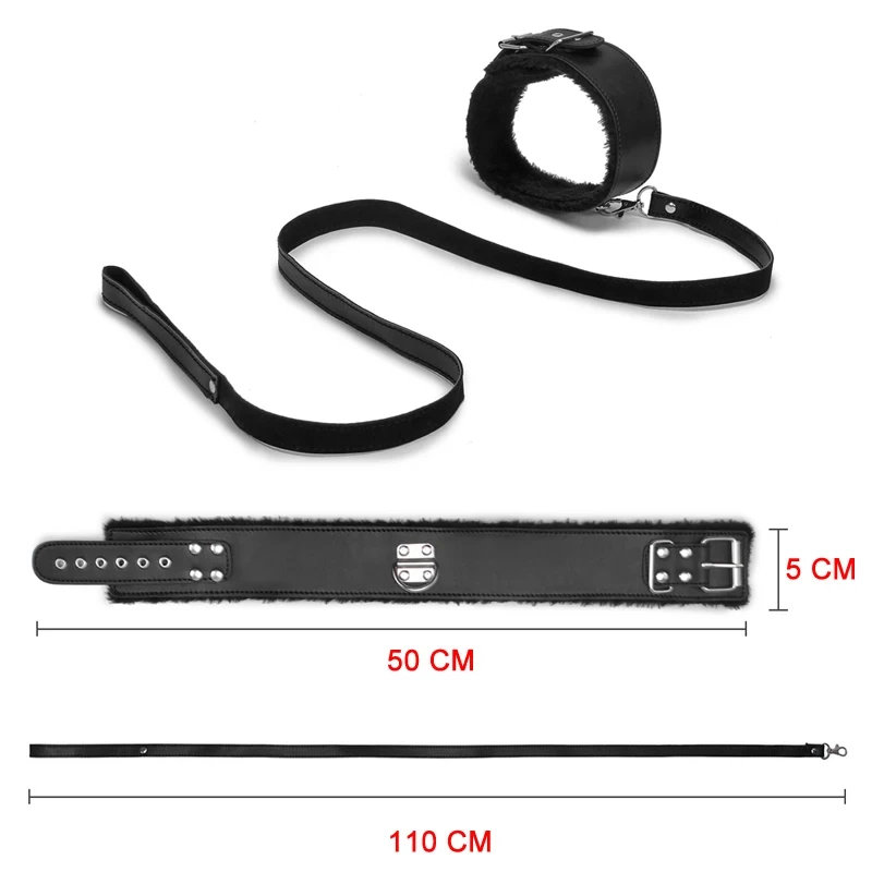 BDSM Collar Leather And Leash Plush Fetish Bondage Sex Necklace SM Toys Restraints Sex Toys For Adults Women Men Couples Games