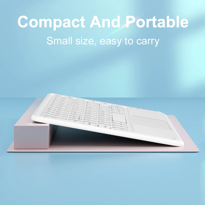 Wireless Keyboard Bluetooth-compatible Keyboard Slient Rechargeable Round Key Keypad With Touchpad For Android IOS Windows PC