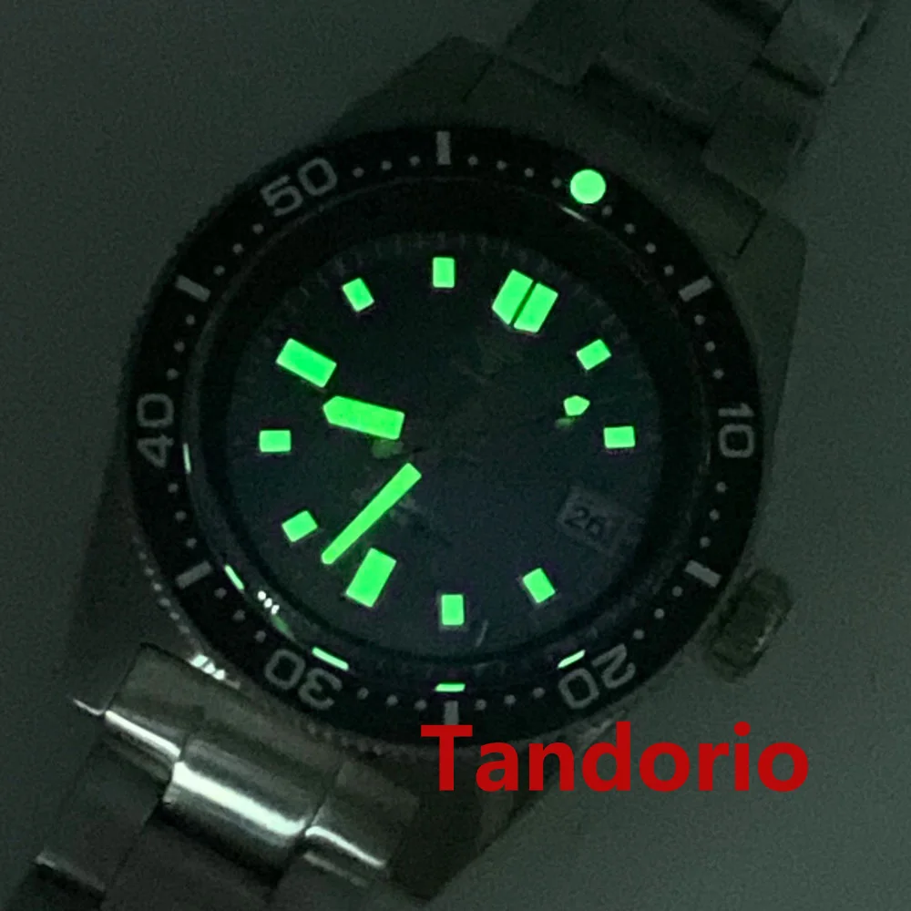 Tandorio 41mm AR Domed Sapphire Glass Mother Of Pearl Dial Automatic NH35A Movement 300m Diving Men's Watch Luminous 120 Clicks