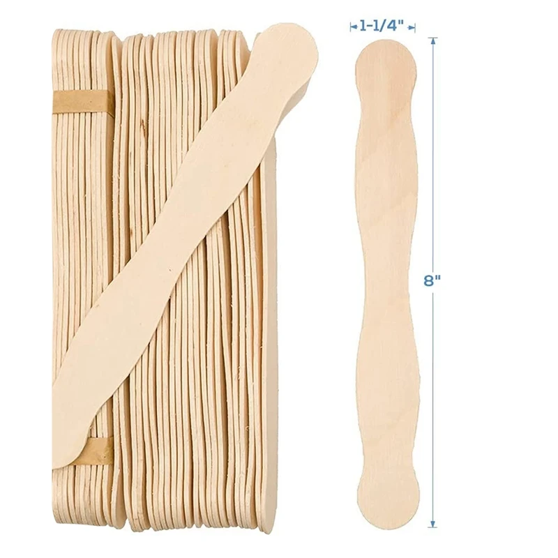 8Inch Fan Handles Or Wooden Spatula Or Paint Mixing Pack 100 Craft Popsicle Sticks Ice Cream Stick DIY Crafting Supplies Kit craft popsicle sticks