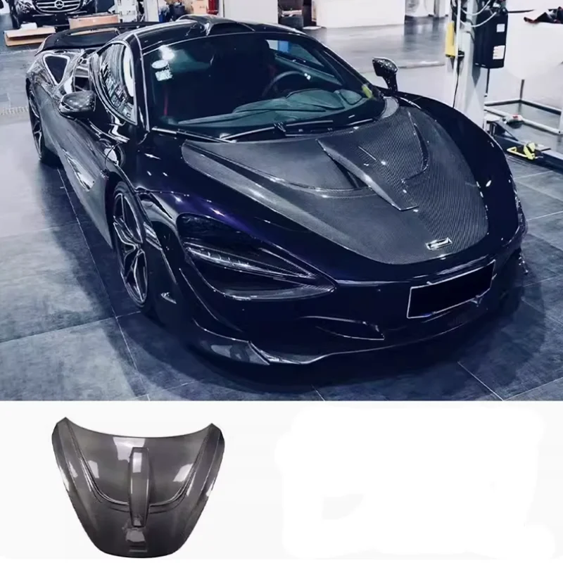 

Fits For McLaren 720S 2017-2019 High Quality Carbon Fiber Clear Glass Front Bumper Engine Hood Vent Spoiler Cover