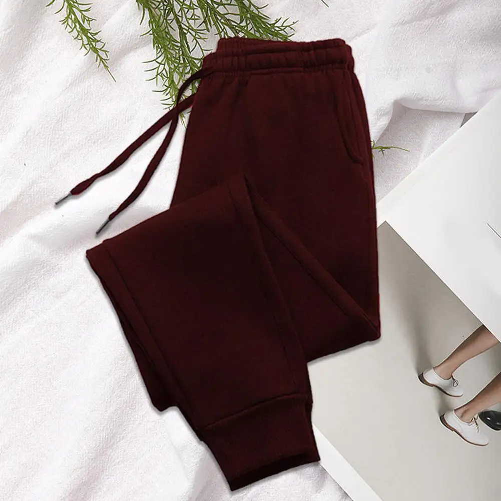 

Men Solid Color Casual Sweatpants Drawstring Elastic Waistband Pockets Sport Pants Wide Leg Jogging Pants Autumn and Winter