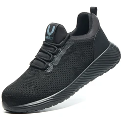 Men's Steel Toe Cap Safety Shoes - Lightweight, Puncture - Proof, Indestructible Work Sneakers - 43 (308U black)