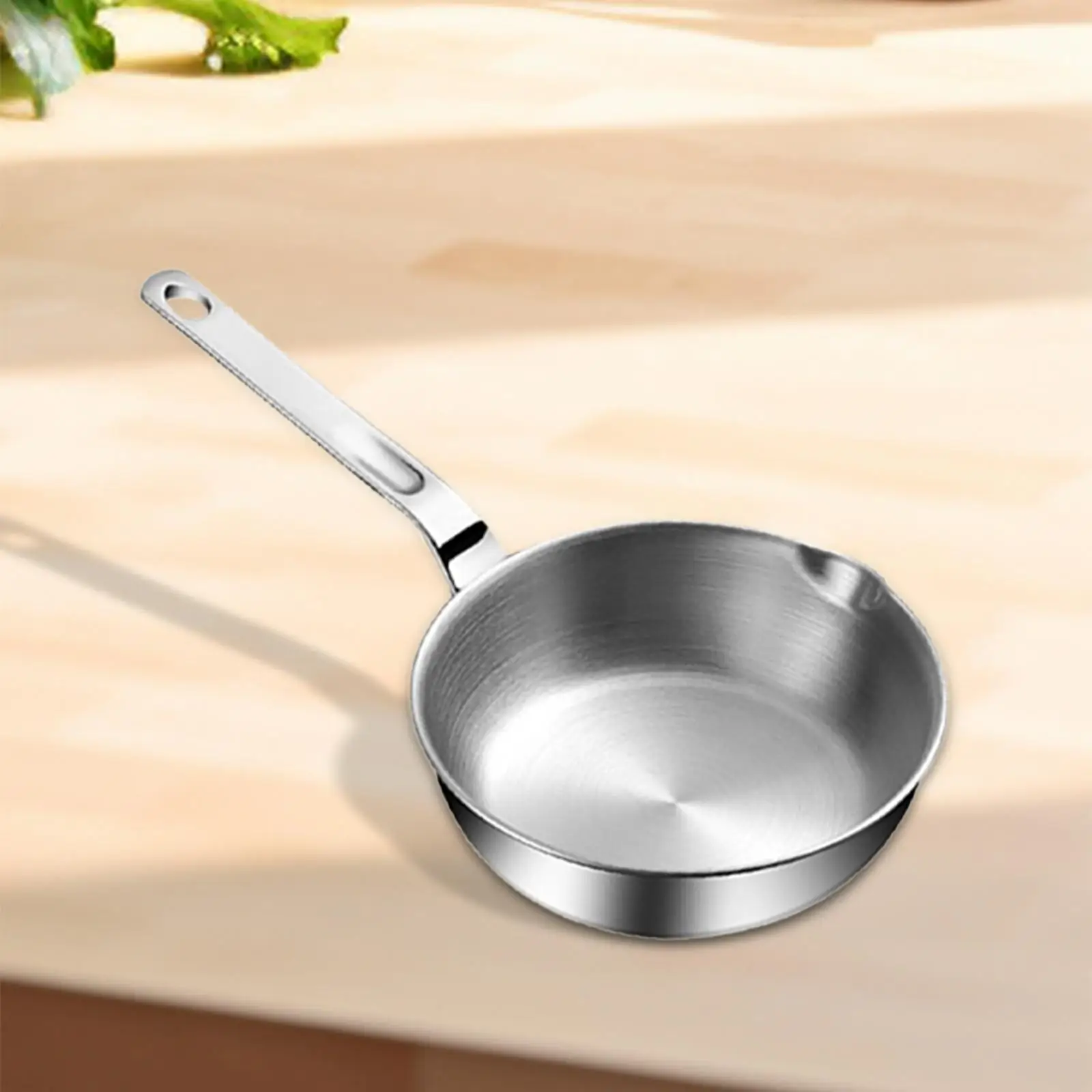 Stainless Steel Frying Pan with Long Handle Cooking Eggs Sandwich Fried Steak Pot for All Stovetops Gas Home Stoves Kitchen