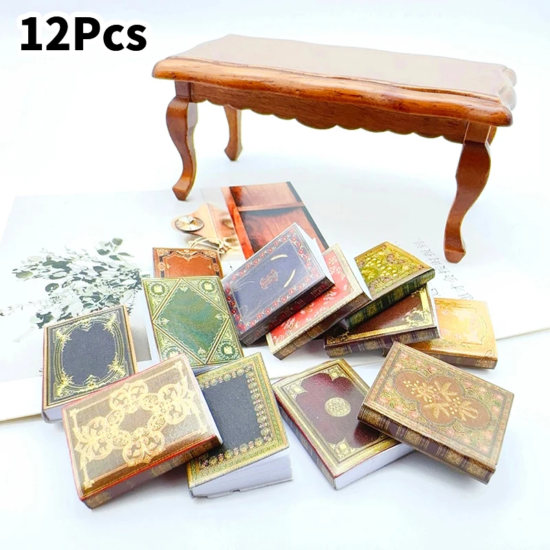 

12Pcs 1:12 Dollhouse Miniature Book Model Notebook Pretend Play Doll House Decoration Accessories