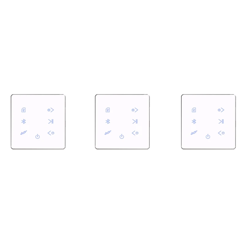 

3X Bluetooth Amplifier in Wall USB SD Card Music Panel Smart Home Background Audio System Stereo Hotel Restaurant(White)