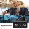 Wooden Digital Alarm Clock 3 Alarms Led Display Wireless 4