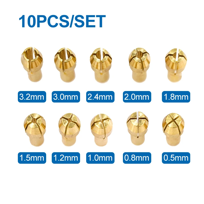 Drill Chuck XCAN Mini Drill Collet 10pcs 0.5-3.2mm 4.3/4.8mm Shank Brass Chucks for Dremel Rotary Tool