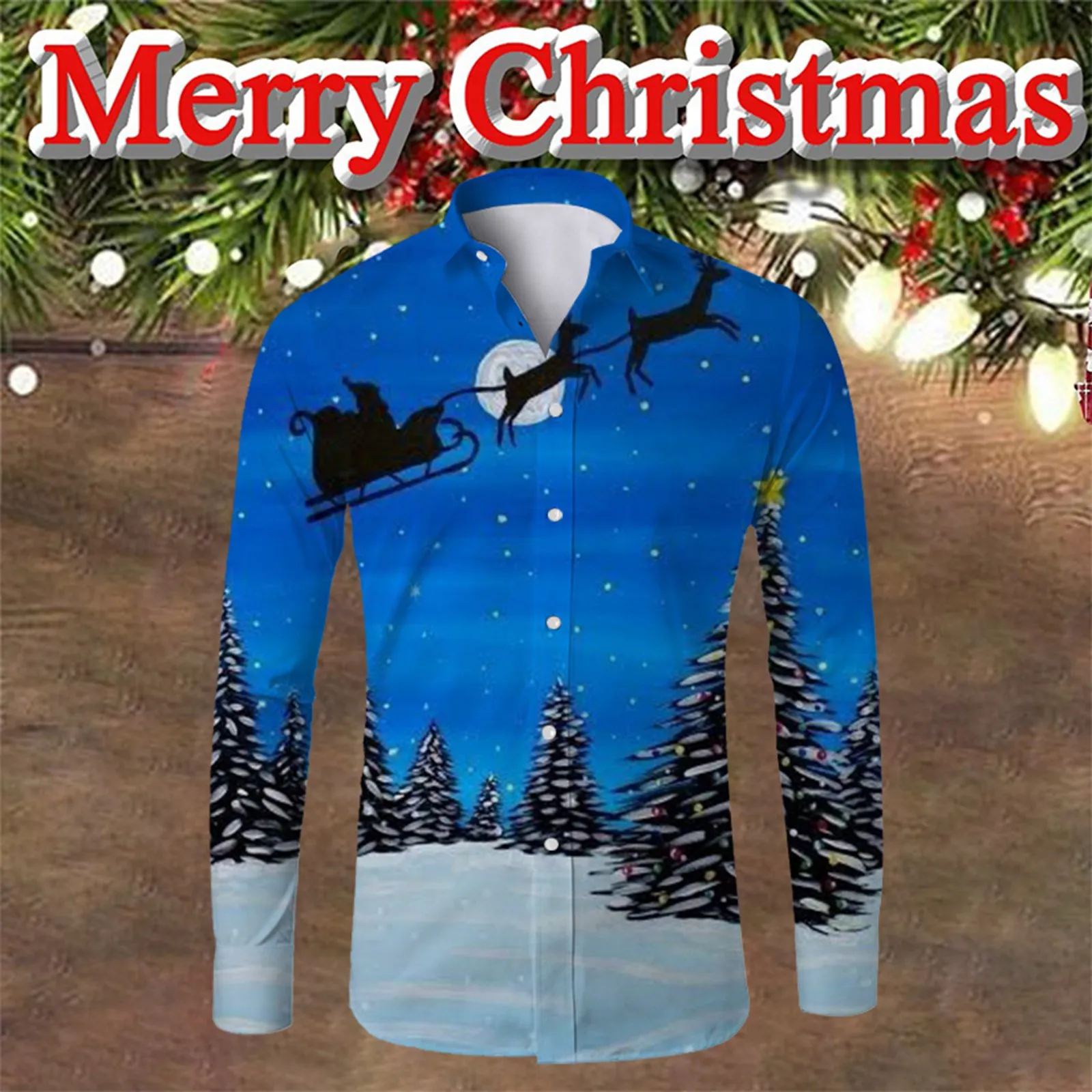 

Men's Casual Long Sleeve Autumn/Winter Christmas 3D Printed Shirt Fashion Cocktail Evening Formal Dress Beach Shirt dresses