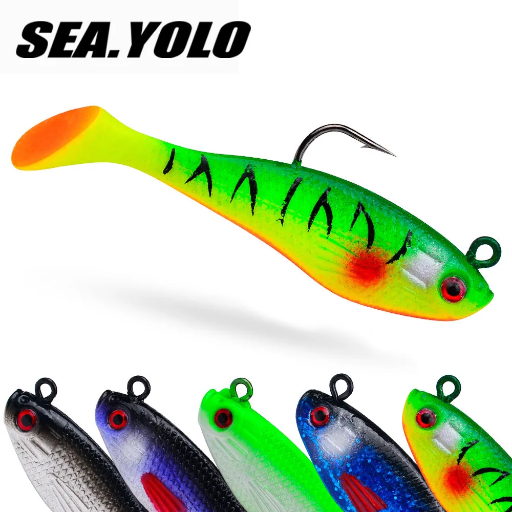 

Sea.Yolo Artificial Bait Warped Mouth Sea Bass Light Sea Fishing Bait Pack Lead Fish T-tail 7.5cm 13.5g Fishing Accessories