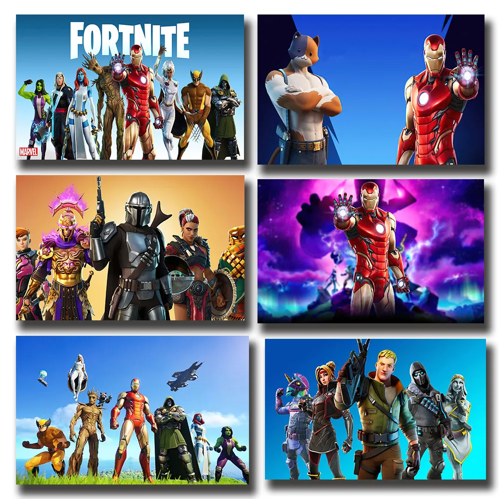 

Картина на холсте Disney и Fortnite, плакат Marvel Мстители, супергерой, кинопостеры и принты для гостиной, украшение для дома