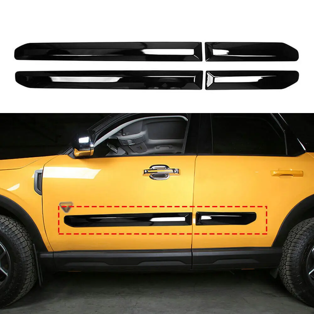 Side Door Sill Molding Trim Bar Plate 4PCS Fits for Ford Bronco Sport Glossy Black