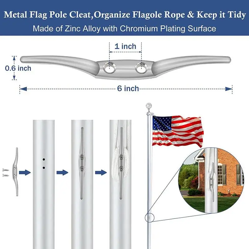 Flag Pole Rope Kit Flag Pole Hardware Outdoor D&eacute;cor Repair Kit For Features 4 Metal Swivel Snap Clips 3 Inch Silver Ball